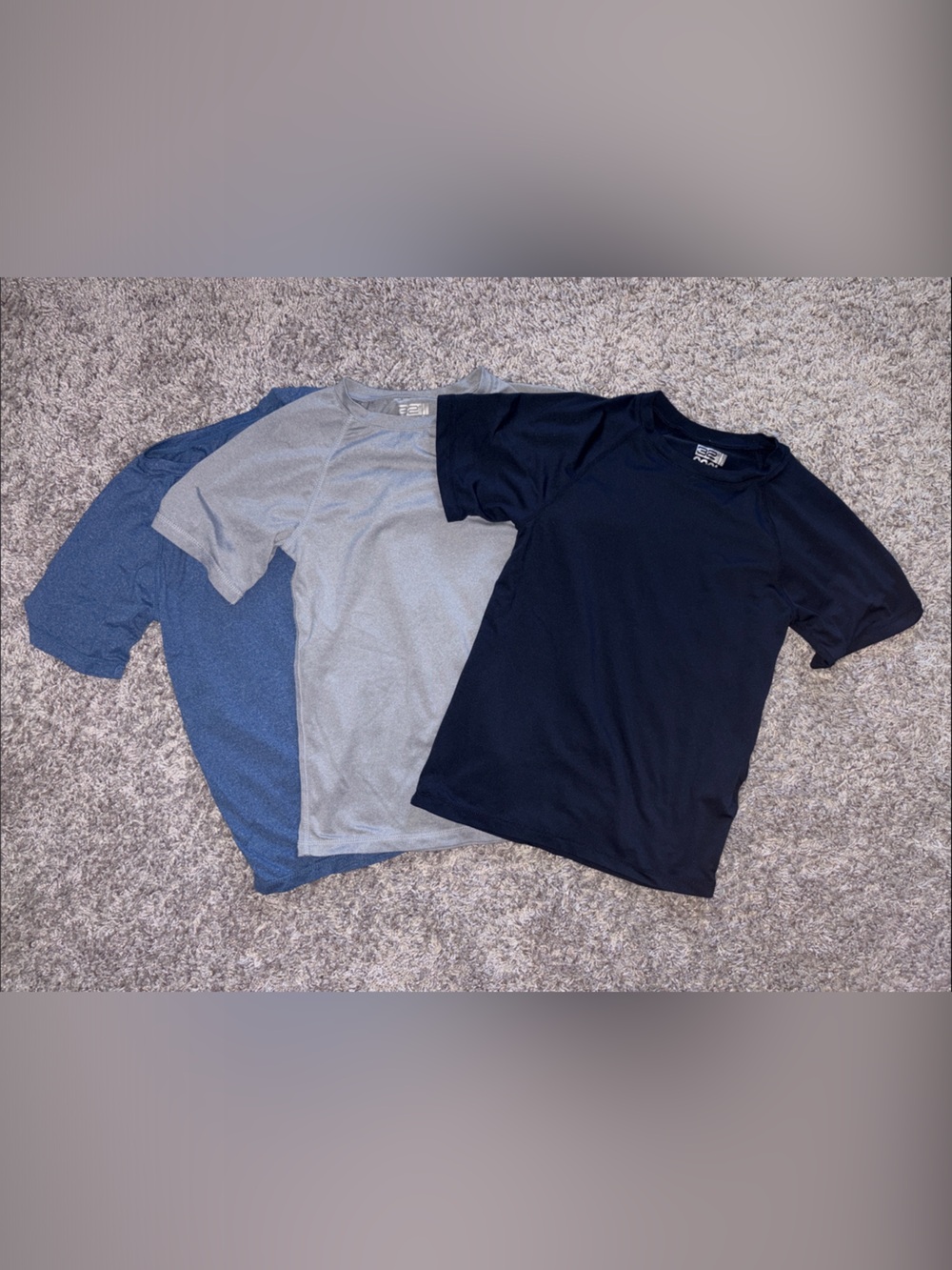 32 Degrees Cool Short Sleeve Tees in Navy, Heather Gray, and Blue